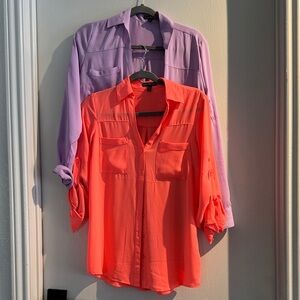 Express portion Women's Coral and Lavender Blouse Set